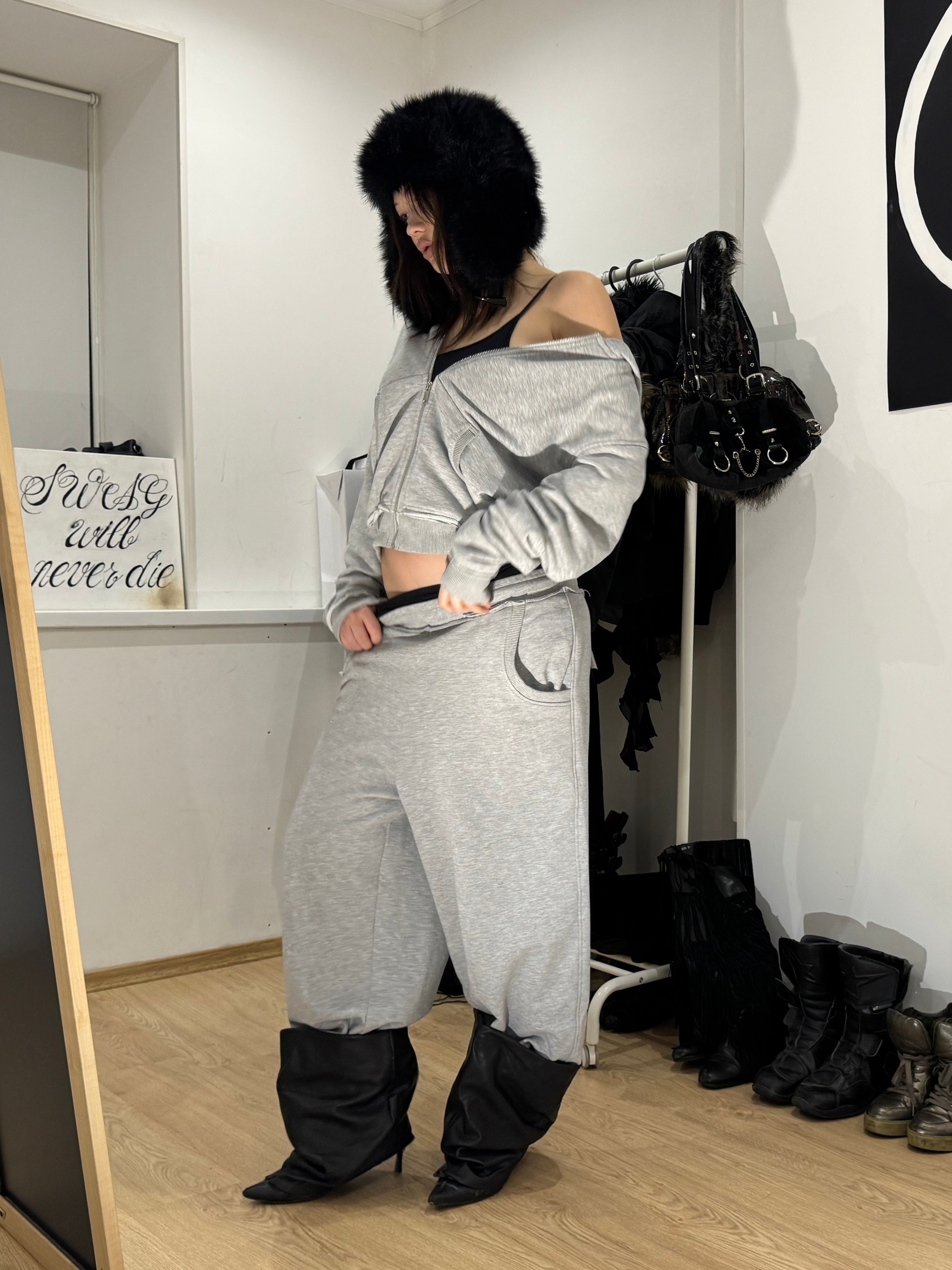 «RAW» GREY ZIP HOODIE