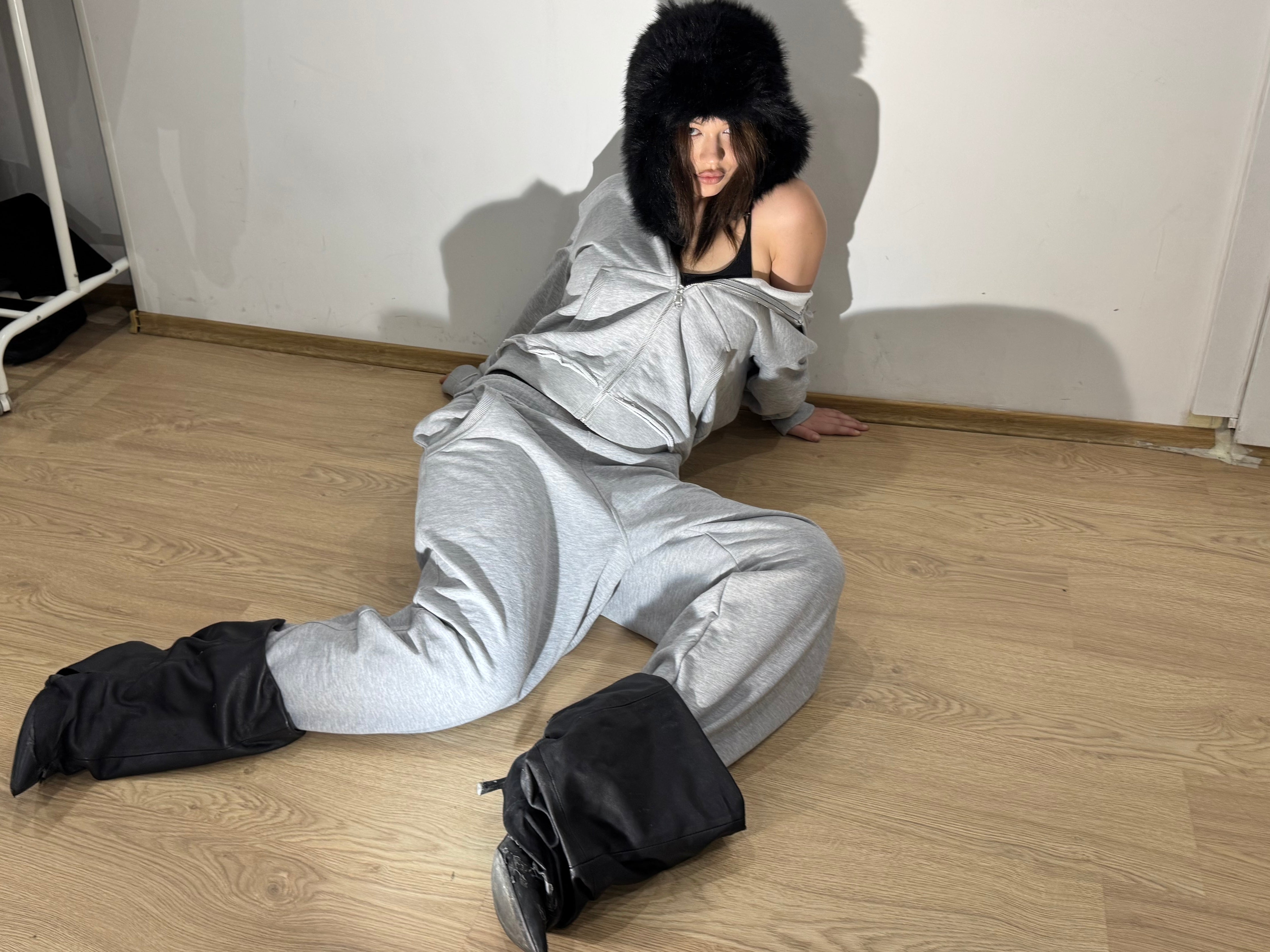 «RAW» GREY ZIP HOODIE