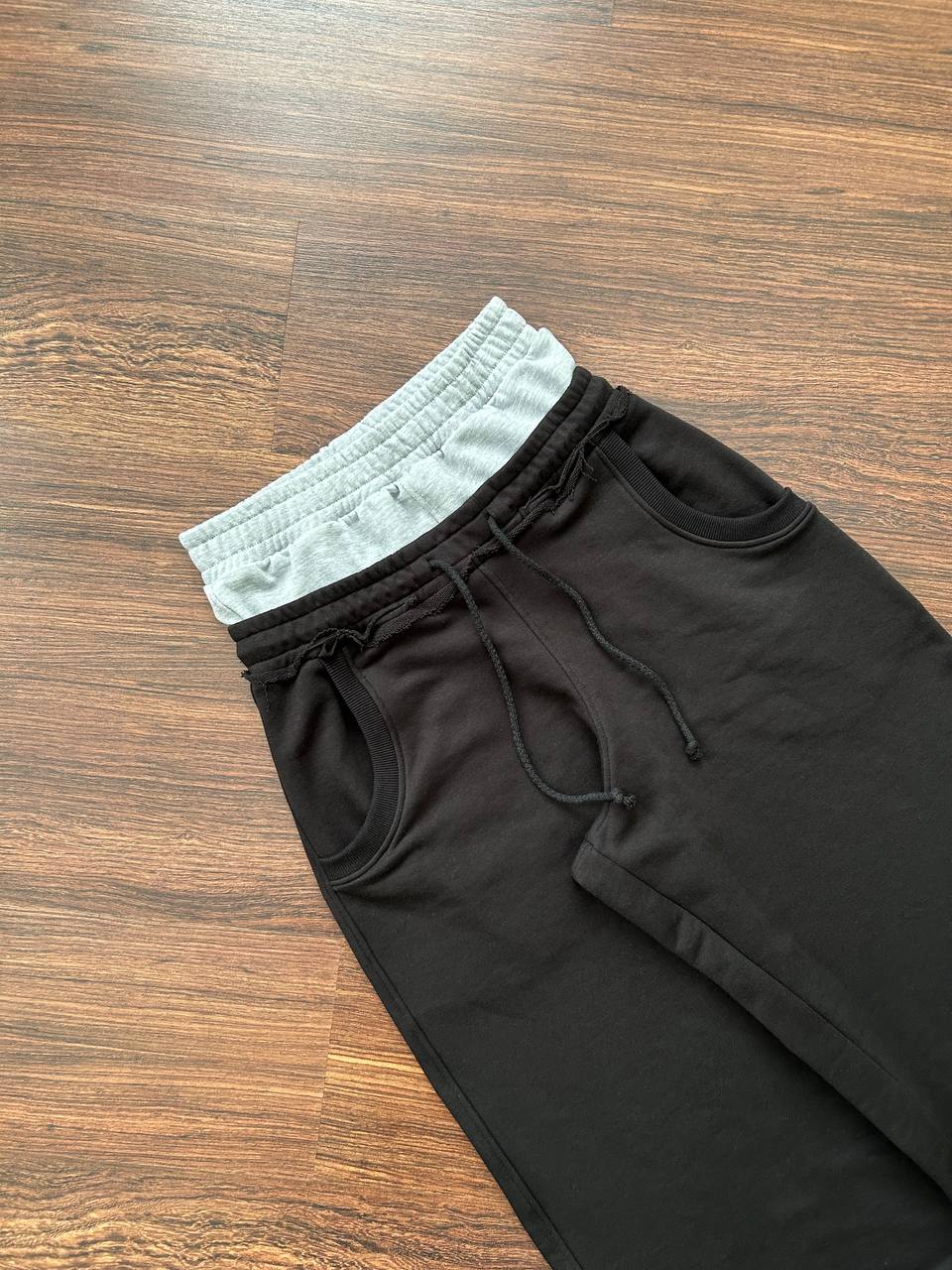 «DOUBLE WAIST» BLACK SWEATPANTS