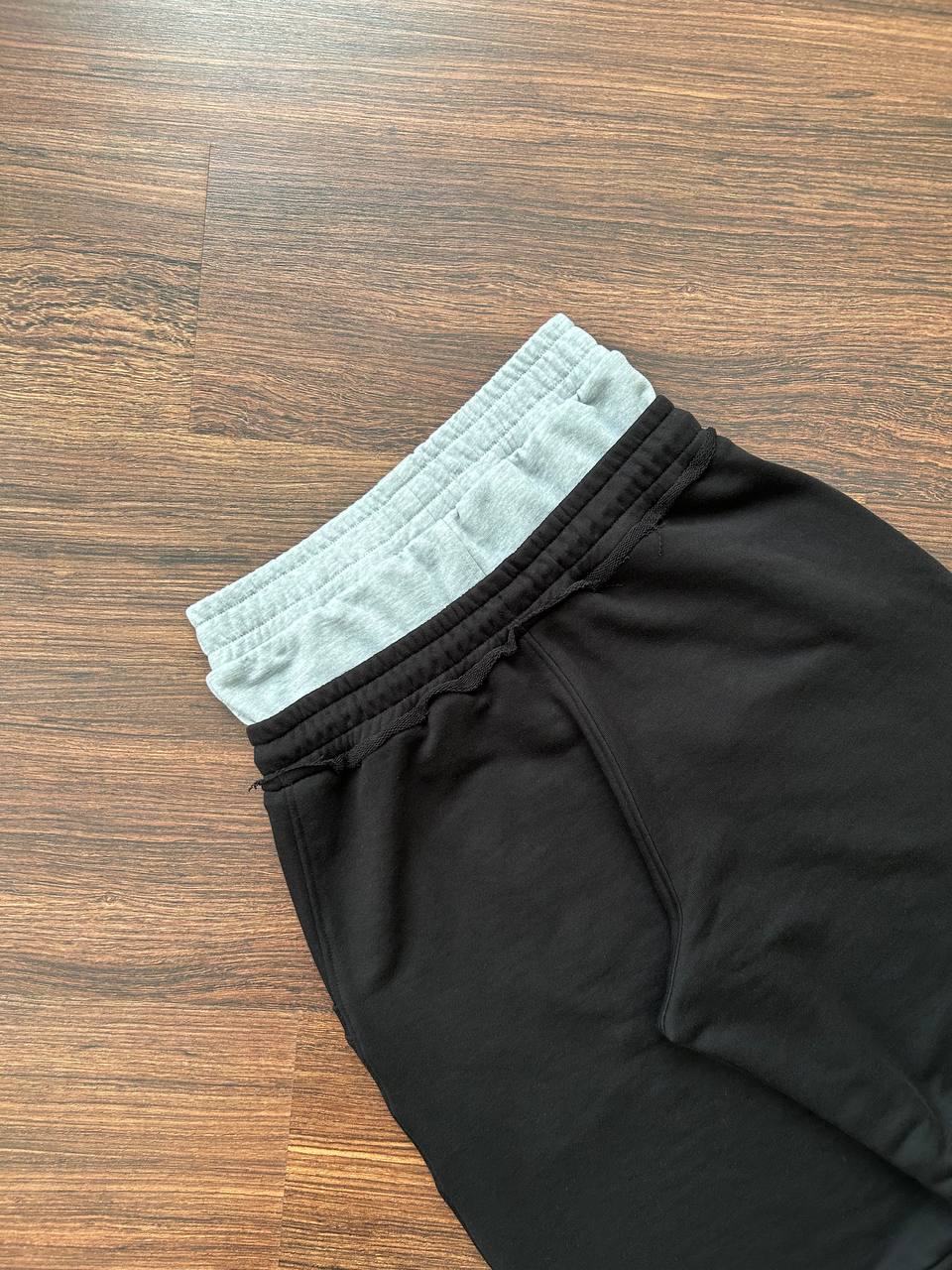 «DOUBLE WAIST» BLACK SWEATPANTS