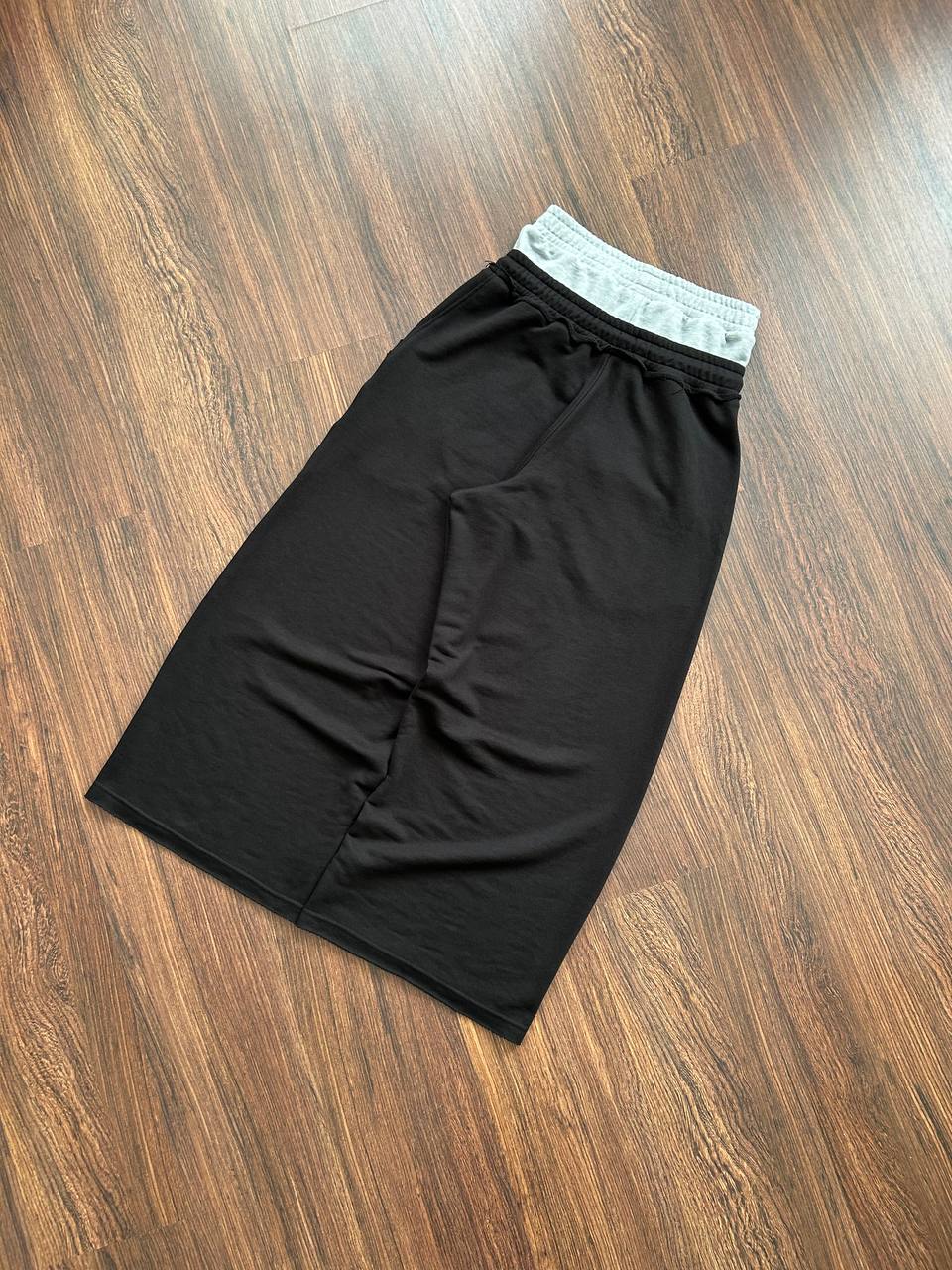 «DOUBLE WAIST» BLACK SWEATPANTS