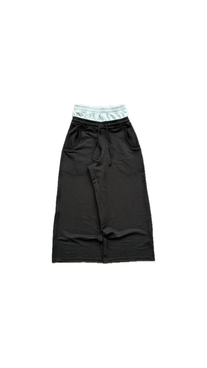 «DOUBLE WAIST» BLACK SWEATPANTS