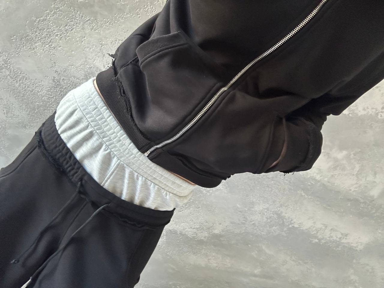 «DOUBLE WAIST» BLACK SWEATPANTS