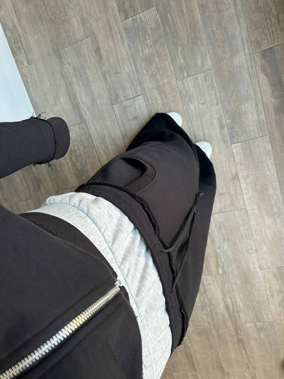 «DOUBLE WAIST» BLACK SWEATPANTS